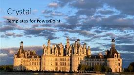  Presentation with world heritage - Slides with beautiful-sunset-over-the-chateau background and a light blue colored foreground