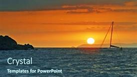  Presentation with sunset sailing - Cool new theme with beautiful-sunset-over-the-dark backdrop and a ocean colored foreground