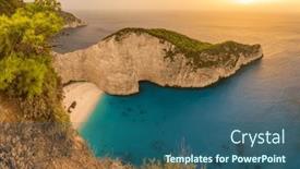 Presentation with zakynthos - Presentation design enhanced with beautiful-sunset-over-the-famous background and a ocean colored foreground