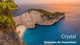  Presentation with zakynthos - Slide set featuring beautiful-sunset-over-the-famous background and a ocean colored foreground