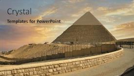  Presentation with egypt pyramid - Presentation design enhanced with beautiful-sunset-over-the-great background and a coral colored foreground
