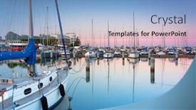 Presentation with poland - PPT theme with beautiful-sunset-over-the-marina background and a light blue colored foreground