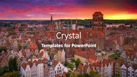  Presentation with town hall - PPT layouts with beautiful-sunset-over-the-old background and a tawny brown colored foreground