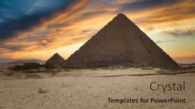  Presentation with egypt pyramid - Slides featuring beautiful-sunset-over-the-pyramid background and a coral colored foreground