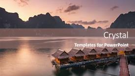  Presentation with beautiful houses - Amazing PPT theme having beautiful-sunset-over-the-raft backdrop and a coral colored foreground