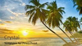  Presentation with caribbean - Presentation theme featuring beautiful-sunset-over-the-sea background and a yellow colored foreground
