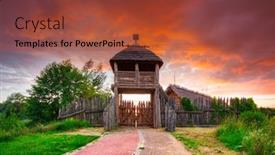  Presentation with trade - Slide deck consisting of beautiful-sunset-over-the-settlement background and a red colored foreground