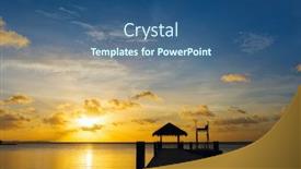  Presentation with tropical - Slide deck featuring beautiful-sunset-over-tropical-sea background and a ocean colored foreground