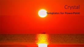  Presentation with fishing boat - PPT theme consisting of beautiful-sunset-over-water background and a dark gray colored foreground