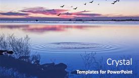  Presentation with water - Presentation theme featuring beautiful-sunset-reflected background and a ocean colored foreground