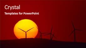  Presentation with wind turbines - Colorful theme enhanced with beautiful sunset with wind turbines on the hill backdrop and a black colored foreground