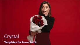  Presentation with roses - Slide set enhanced with beautiful-surprised-woman-in-black background and a wine colored foreground