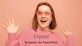  Presentation with color pink - Slide set featuring beautiful-surprised-woman-wearing-sunglasses background and a coral colored foreground