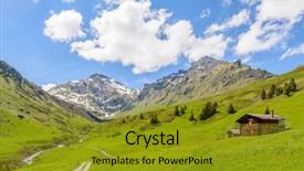  Presentation with mountain - PPT theme enhanced with beautiful swiss mountain valley landscape background and a  colored foreground