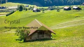  Presentation with scene - Presentation theme having beautiful-switzerland-rural-scene-landscape background and a gold colored foreground