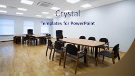  Presentation with director - Slides having beautiful table in a modern office director background and a sky blue colored foreground