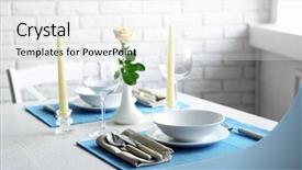  Presentation with table setting - Amazing presentation theme having beautiful table setting close up backdrop and a white colored foreground