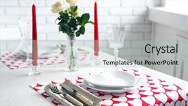  Presentation with table setting - Colorful theme enhanced with beautiful table setting close up backdrop and a light gray colored foreground
