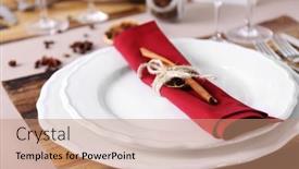  Presentation with table setting - PPT theme with beautiful-table-setting-close-up and a coral colored foreground