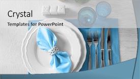  Presentation with table setting - Cool new slides with beautiful table setting close up backdrop and a white colored foreground