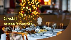  Presentation with christmas party - Presentation theme consisting of beautiful table setting for christmas background and a tawny brown colored foreground