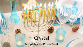  Presentation with hanukkah - Audience pleasing presentation consisting of beautiful table setting for hanukkah closeup backdrop and a lemonade colored foreground