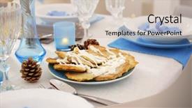  Presentation with hanukkah - Audience pleasing presentation theme consisting of beautiful table setting for hanukkah closeup backdrop and a soft green colored foreground