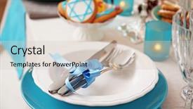  Presentation with hanukkah - PPT layouts consisting of beautiful table setting for hanukkah closeup background and a soft green colored foreground