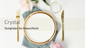  Presentation with peony - Theme with beautiful-table-setting-with-golden background and a soft green colored foreground