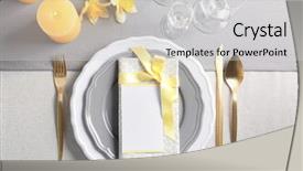  Presentation with table setting - Amazing PPT layouts having beautiful table setting with golden backdrop and a light gray colored foreground