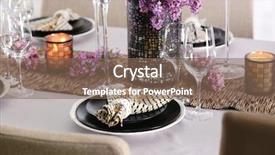  Presentation with cutlery easter table setting - Beautiful slides featuring beautiful table setting with golden backdrop and a violet colored foreground