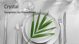  Presentation with table setting - Colorful presentation design enhanced with beautiful table setting with green backdrop and a light gray colored foreground