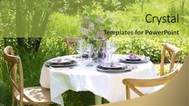  Presentation with table setting - Slides featuring beautiful table setting with lilac background and a yellow colored foreground