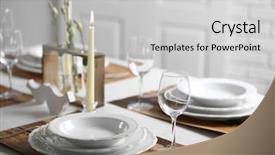  Presentation with table setting - Theme enhanced with table setting with natural eco background and a light gray colored foreground