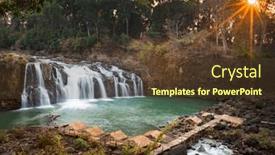  Presentation with waterfall - Presentation theme having beautiful-tad-low-waterfall-laos background and a tawny brown colored foreground