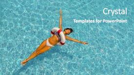  Presentation with blue-spa - Slide set consisting of beautiful tanned woman in blue background and a teal colored foreground