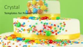  Presentation with birthday cake - Presentation design enhanced with beautiful-tasty-birthday-cake background and a mint green colored foreground
