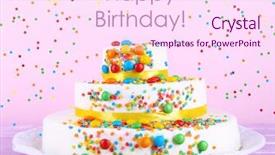  Presentation with happy birthday cake - Beautiful slides featuring beautiful tasty cake and phrase backdrop and a pink colored foreground