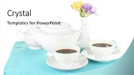 Presentation with tea - Slide set with beautiful-tea-service-isolated background and a white colored foreground
