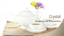  Presentation with tea - Audience pleasing theme consisting of beautiful-tea-service-isolated backdrop and a cream colored foreground