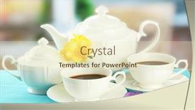  Presentation with tea - Slide set with beautiful-tea-service-on-table background and a soft green colored foreground