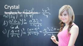  Presentation with student writing teacher - Amazing PPT theme having beautiful teacher - pretty young college student writing backdrop and a ocean colored foreground