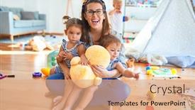  Presentation with toddlers - Presentation theme consisting of preschool teachers - beautiful teacher and group background and a coral colored foreground