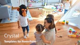  Presentation with toddlers - Slide deck with beautiful-teacher-and-group background and a coral colored foreground