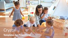  Presentation with toddlers - Audience pleasing presentation consisting of beautiful-teacher-and-group backdrop and a coral colored foreground
