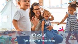  Presentation with toddlers - PPT layouts having beautiful-teacher-and-group background and a ocean colored foreground