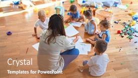  Presentation with toddlers - Beautiful slide deck featuring beautiful-teacher-and-group backdrop and a coral colored foreground