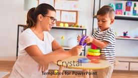  Presentation with pyramid - Presentation theme with hoops bolcks at kindergarten background and a coral colored foreground