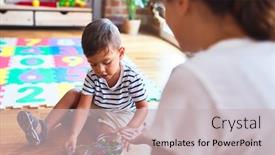 Presentation with toddler eating - Beautiful PPT layouts featuring beautiful-teacher-and-toddler-boy backdrop and a soft green colored foreground