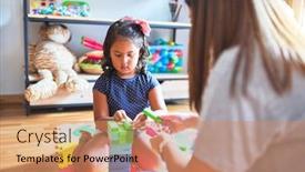  Presentation with teacher - Slides enhanced with beautiful-teacher-and-toddler-girl background and a coral colored foreground